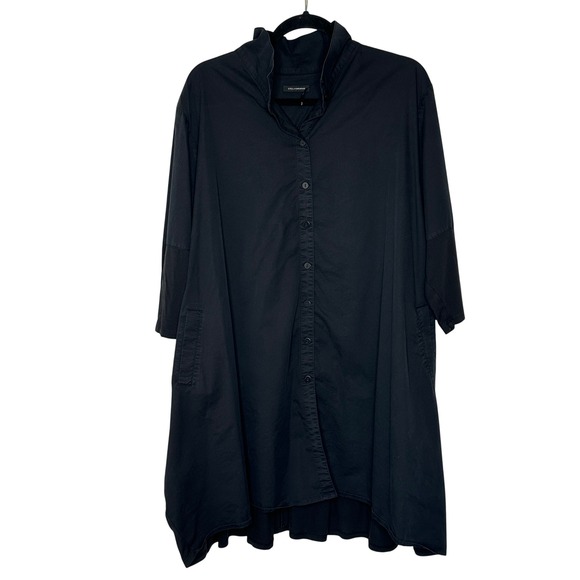 Stella Carakasi XXL Tunic Top Black Button Front‎ Tiburon Organic Cotton Modal